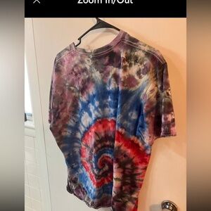 Handmade Tie Dye T-Shirt XL Spiral Pattern Red Blue Purple Anvil Gildan